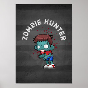 Zombie Hunter met bloedplaatje crème Poster