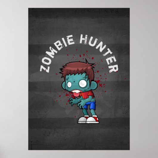 Zombie Hunter met bloedplaatje crème Poster (Voorkant)
