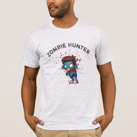 Zombie Hunter met bloedplaatje crème T-shirt (Voorkant)