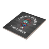 Zombie Hunter met bloedplaatje crème Tegeltje (Zijkant)