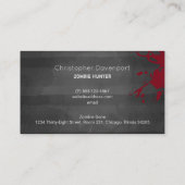 Zombie Hunter met bloedplaatje crème Visitekaartje (Achterkant)