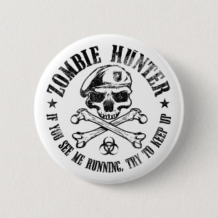 zombie hunter ondood levend dood ronde button 5,7 cm