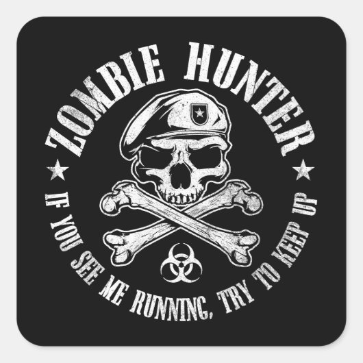 zombie hunter ondood levend dood vierkante sticker (Voorkant)