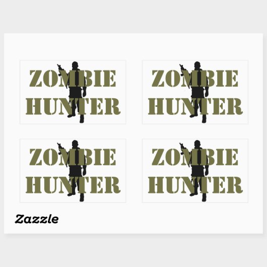 ZOMBIE HUNTER RECHTHOEKIGE STICKER (Vel)
