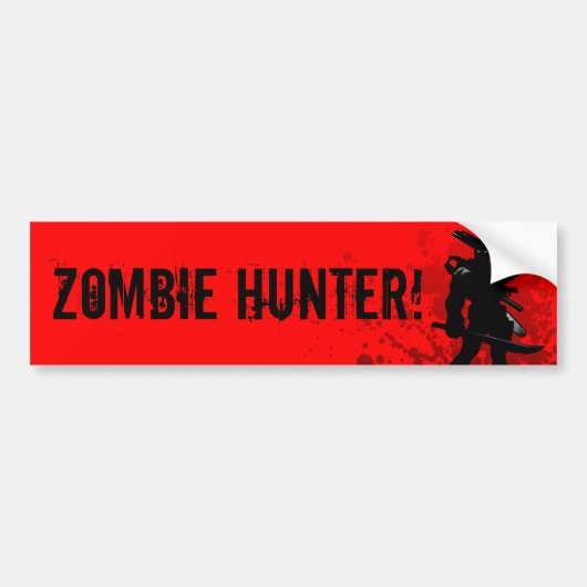ZOMBIE HUNTER! - rode bumpersticker (Voorkant)