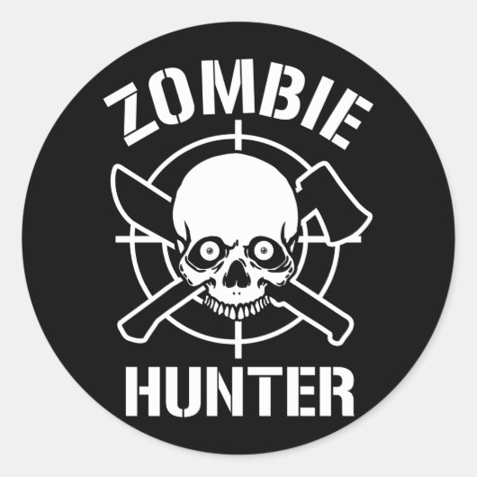 Zombie Hunter Ronde Sticker (Voorkant)