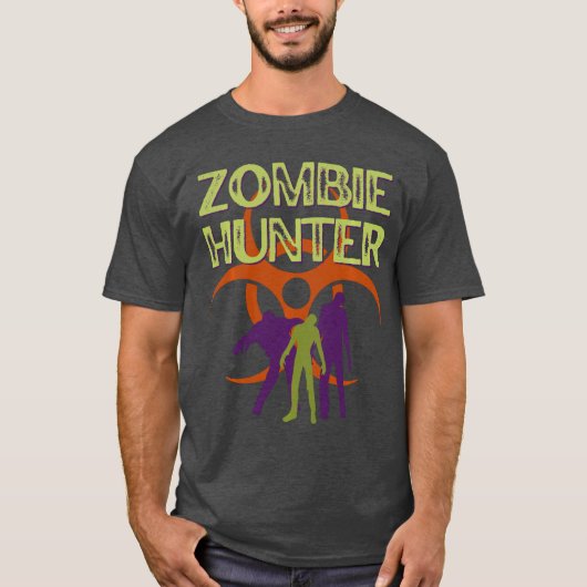 Zombie Hunter Scary Horror Halloween Costumeee fam T-shirt (Voorkant)
