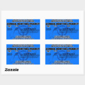 Zombie Hunting Permit (blauw) Rechthoekige Sticker (Vel)