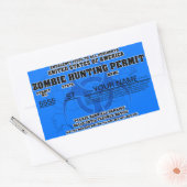 Zombie Hunting Permit (blauw) Rechthoekige Sticker (Envelop)