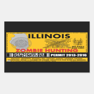 Zombie Hunting Permit Illinois Rechthoekige Sticker