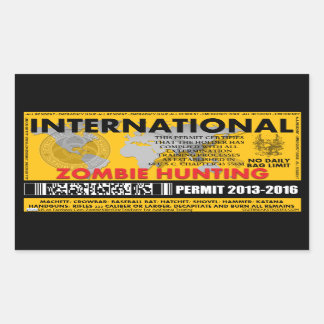 Zombie Hunting Permit International Rechthoekige Sticker