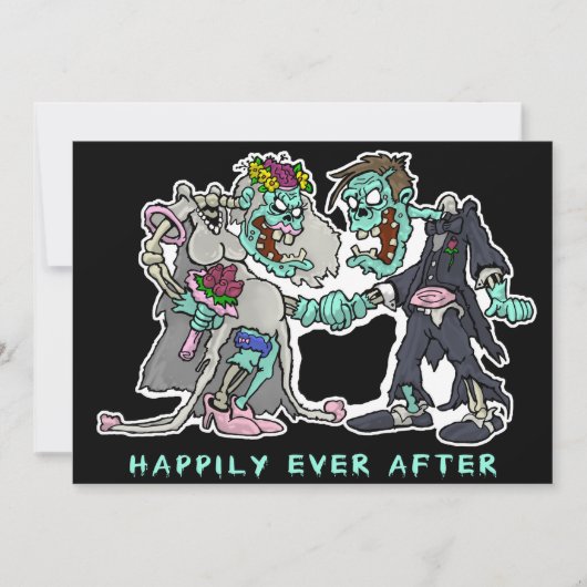 Zombie-huwelijksuitnodigingen - "Happily Ever Afte Kaart (Voorkant)