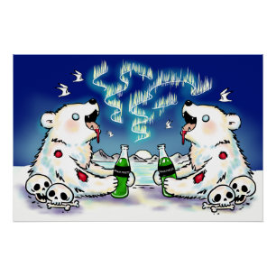 Zombie ijsberen die frisdrank drinken, Noorderlich Perfect Poster