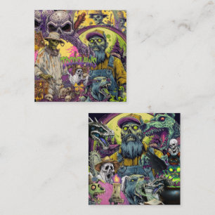 Zombie Imker & Houthakker Horror Collage Deken Vierkante Visitekaartje