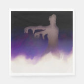 Zombie in de mist met Paarse mist Halloween Servet (Voorkant)