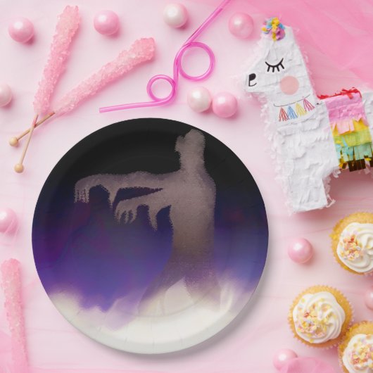 Zombie in de mist papieren bordje (Feest)