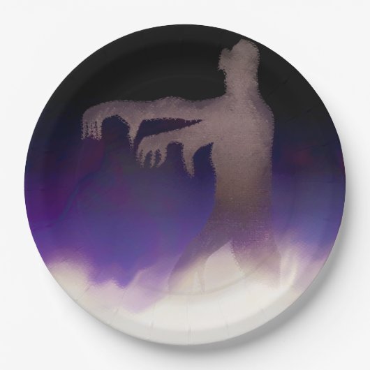 Zombie in de mist papieren bordje (Voorkant)