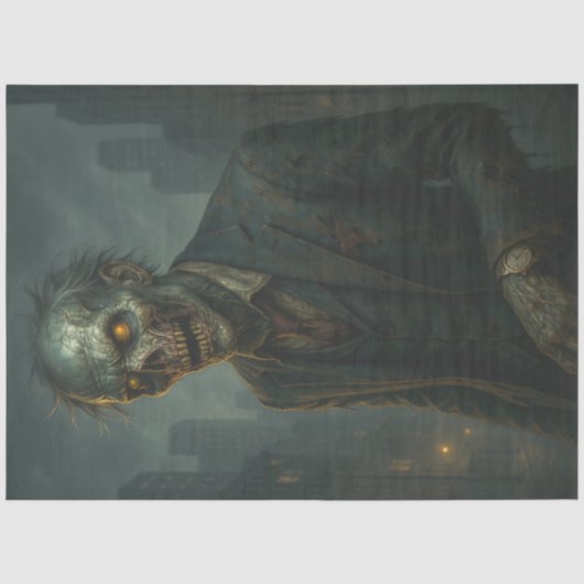 Zombie in een Twilight City Gothic Halloween Undea Tissuepapier (Voorkant)