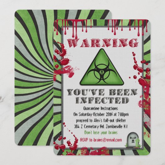 Zombie Infectie Feest Uitnodiging (Voorkant / Achterkant)