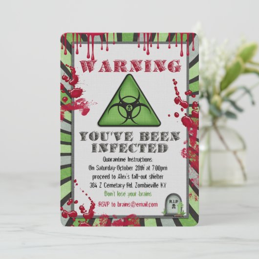 Zombie Infectie Feest Uitnodiging (Staand voorkant)
