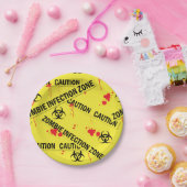 Zombie Infectie Zone Attentie Tape Bloed Vlekken Papieren Bordje (Feest)