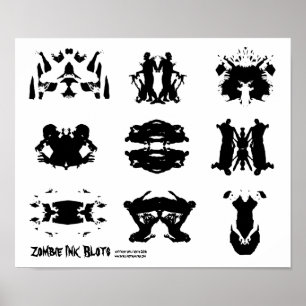 Zombie Ink Blot Rorschach dark psychology Art Poster