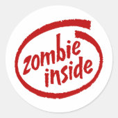 Zombie Inside Ronde Sticker (Voorkant)