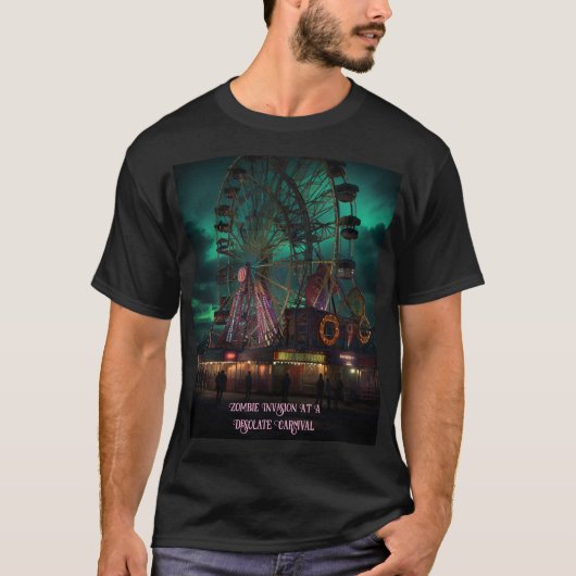 Zombie invasie tijdens een desolate carnaval t-shirt (Voorkant)