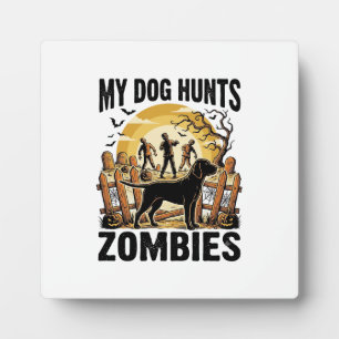Zombie Jacht Hond Vintage Halloween T-shirt_1 Fotoplaat
