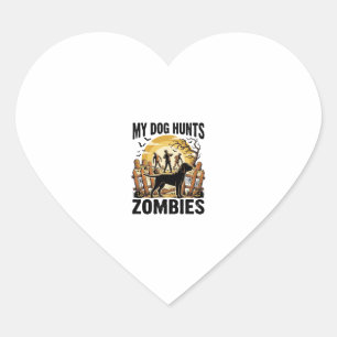 Zombie Jacht Hond Vintage Halloween T-shirt_1 Hart Sticker