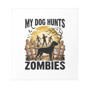Zombie Jacht Hond Vintage Halloween T-shirt_1 Notitieblok