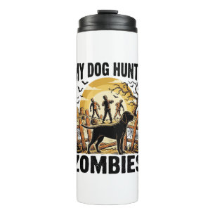 Zombie Jacht Hond Vintage Halloween T-shirt_1 Thermosbeker