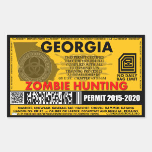 Zombie Jacht Vergunning Georgië Rechthoekige Sticker