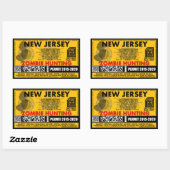 Zombie Jacht Vergunning New Jersey Rechthoekige Sticker (Vel)