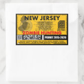 Zombie Jacht Vergunning New Jersey Rechthoekige Sticker (Tas)