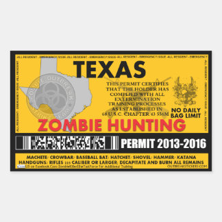 Zombie Jacht Vergunning Texas Rechthoekige Sticker