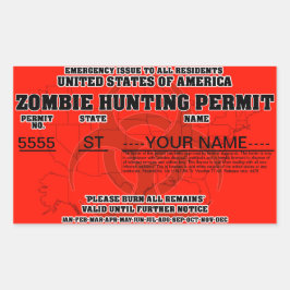 Zombie jachtvergunning rechthoekige sticker