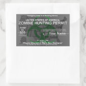 Zombie jachtvergunning sjabloon (Groen op Grijs) Rechthoekige Sticker (Tas)