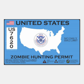 Zombie jachtvergunning - ZETA Rechthoekige Sticker
