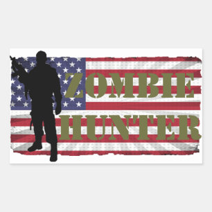 ZOMBIE JAGER AMERIKAANSE VLAG RECHTHOEKIGE STICKER