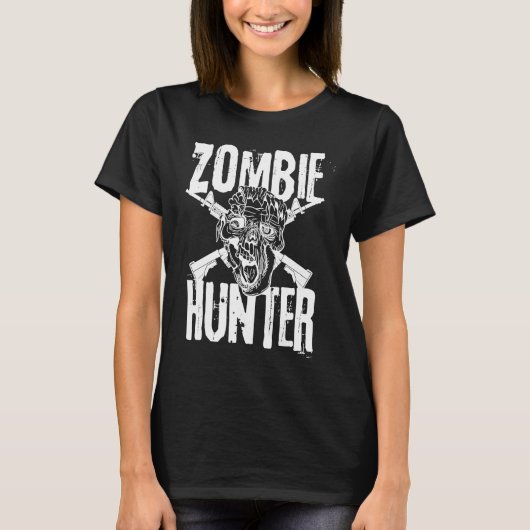 Zombie Jager Halloween Kostuum Idee T-shirt (Voorkant)