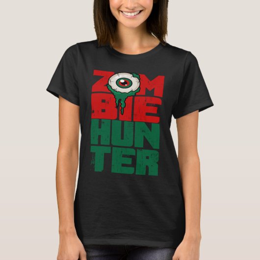 Zombie Jager Halloween Schattig met een oog jagen T-shirt (Voorkant)
