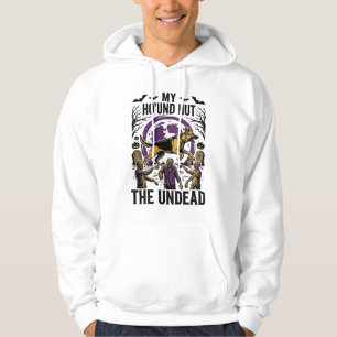 Zombie Jager Hond Halloween Vintage Gravure T-shir Hoodie