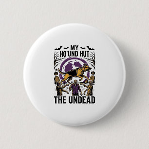 Zombie Jager Hond Halloween Vintage Gravure T-shir Ronde Button 5,7 Cm