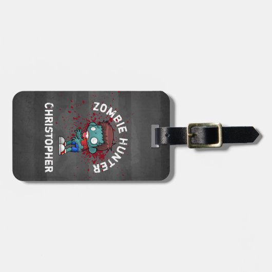 Zombie Jager met Bloedspatten Griezelig Cool Bagagelabel (Voorkant horizontaal)