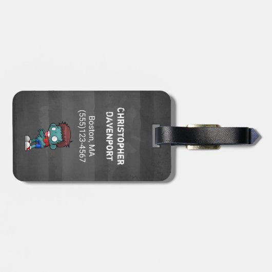 Zombie Jager met Bloedspatten Griezelig Cool Bagagelabel (Achterkant horizontaal)