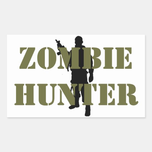 ZOMBIE JAGER RECHTHOEKIGE STICKER (Voorkant)