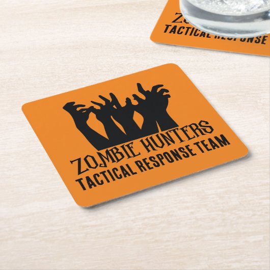 Zombie jagers tactische reactie team kartonnen onderzetters (Schuin)