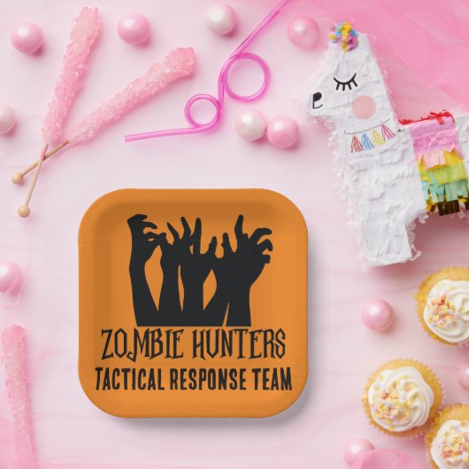 Zombie jagers tactische reactie team papieren bordje (Feest)