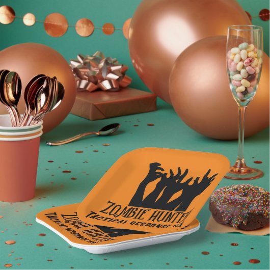 Zombie jagers tactische reactie team papieren bordje (Multi)